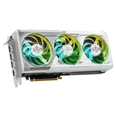 ASRock Intel Arc B580 Steel Legend 12GB OC – Pohľad na chladič a ventilátory zhora