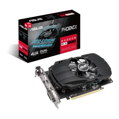 ASUS AMD Radeon RX 550 4 GB – Grafická karta s balením z predného pohľadu
