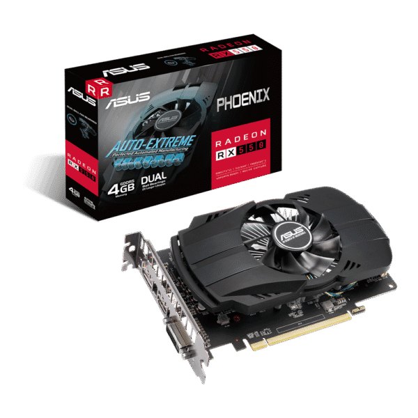 ASUS AMD Radeon RX 550 4 GB – Grafická karta s balením z predného pohľadu