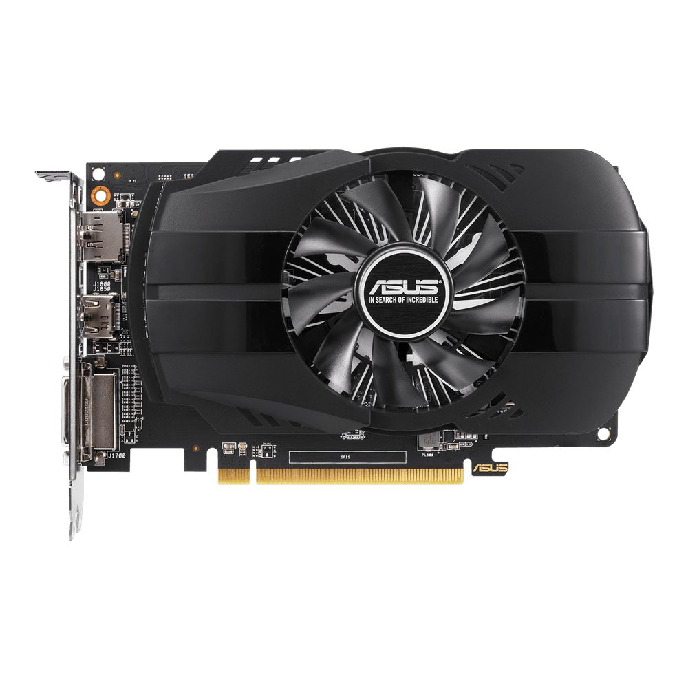 ASUS AMD Radeon RX 550 4 GB – Pohľad zhora na grafickú kartu ASUS s čiernym chladičom ASUS AMD Radeon RX 550 4 GB – Pohľad zhora na grafickú kartu ASUS s čiernym chladičom