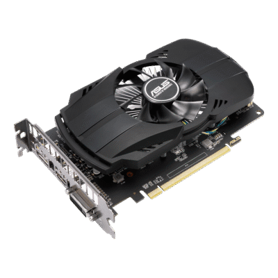 ASUS AMD Radeon RX 550 4 GB – Šikmý pohľad na chladič a výstupy grafickej karty