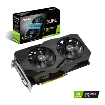 ASUS Dual GeForce GTX 1660 SUPER OC 6GB GDDR6 EVO – Zobrazenie balenia s grafickou kartou a logom GeForce GTX