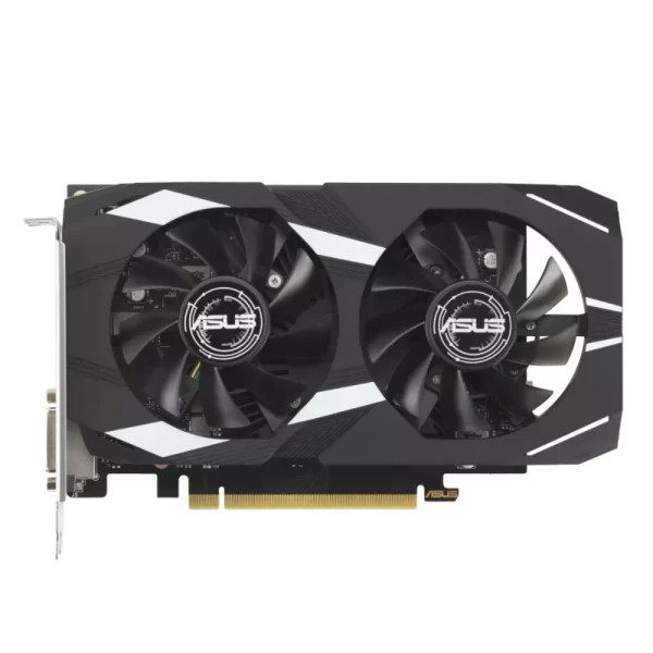 ASUS Dual GeForce RTX 3050 OC Edition 6GB GDDR6 - predný pohľad na grafickú kartu a jej chladenie