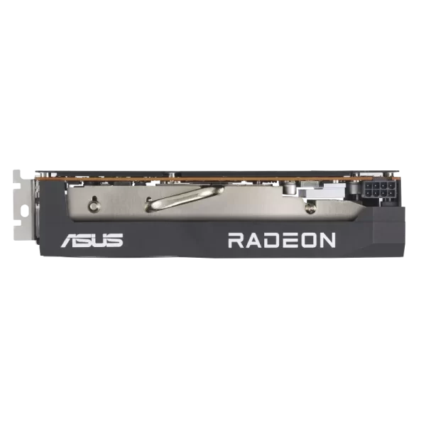 ASUS Dual Radeon RX 7600 V2 OC Edition 8GB GDDR6 – Bočný pohľad na kartu s nápisom Radeon
