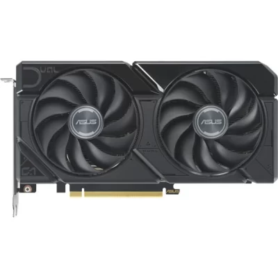 ASUS Dual Radeon RX 7600 XT OC Edition 16GB GDDR6 – predný pohľad zobrazujúci dvojicu veľkých chladiacich ventilátorov