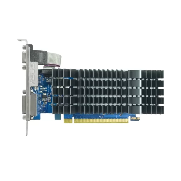 ASUS GeForce 710 2GB DDR3 EVO – Pohľad zhora na grafickú kartu s masívnym pasívnym chladičom