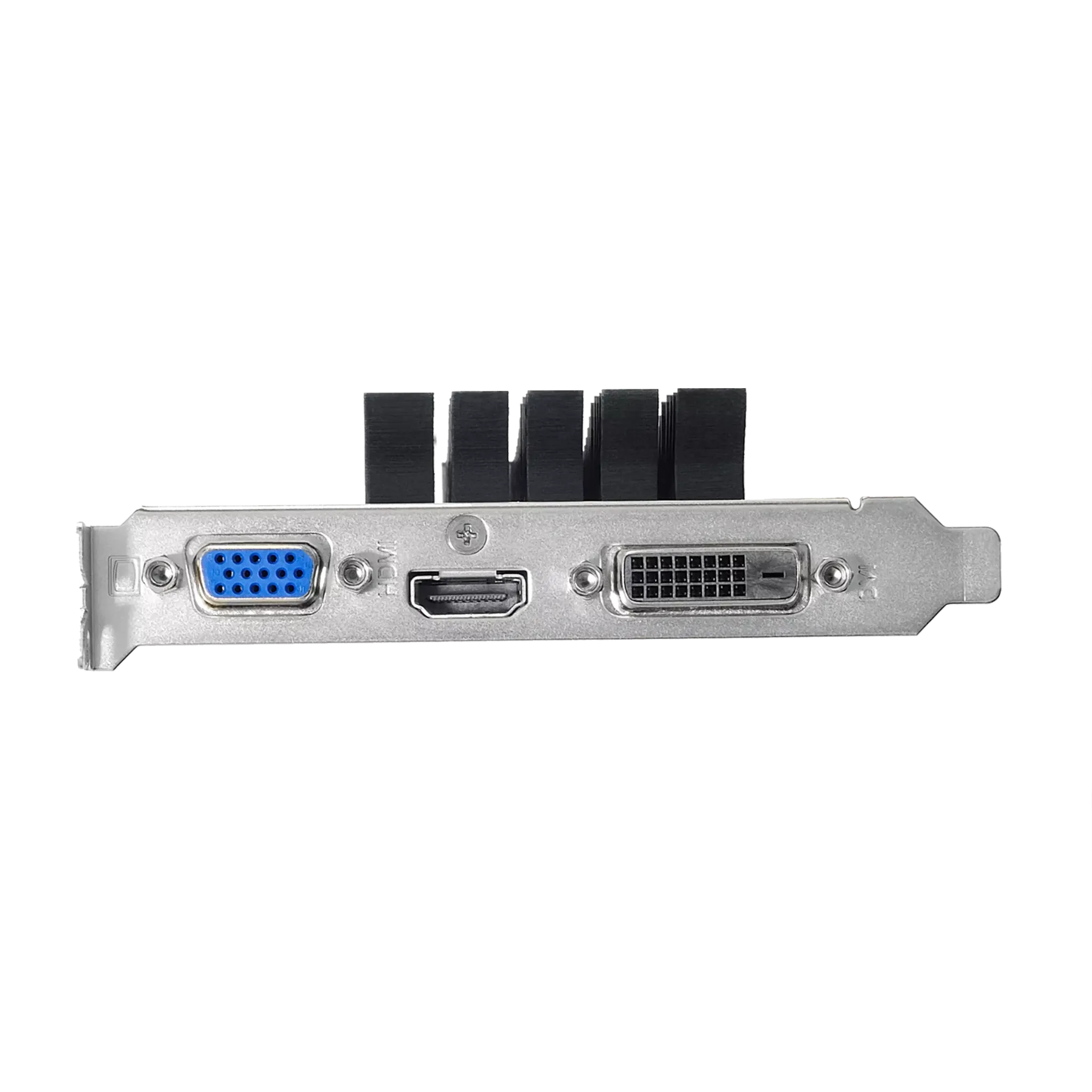 ASUS GeForce GT 730 2GB GDDR5 – Zadný panel grafickej karty s výstupmi VGA, HDMI a DVI ASUS GeForce GT 730 2GB GDDR5 – Zadný panel grafickej karty s výstupmi VGA, HDMI a DVI