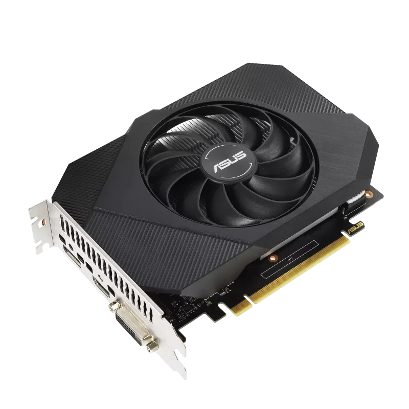 ASUS Phoenix GeForce GTX 1650 OC Edition 4GB GDDR6 V2 – šikmý pohľad na kartu ASUS Phoenix GeForce GTX 1650 OC Edition 4GB GDDR6 V2 – šikmý pohľad na kartu