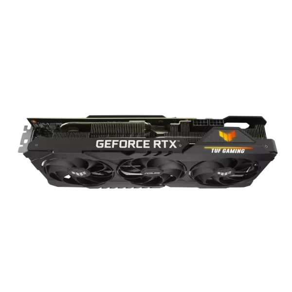 ASUS TUF Gaming GeForce RTX 3080 V2 OC edition 10 GB – Horný pohľad na grafickú kartu s logom TUF Gaming