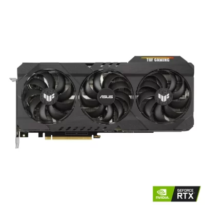 ASUS TUF Gaming GeForce RTX 3080 V2 OC edition 10 GB – Predný pohľad na grafickú kartu s tromi ventilátormi