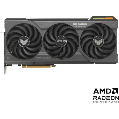 ASUS TUF Gaming Radeon RX 7800 XT OC Edition 16GB GDDR6 - piamy pohľad na kartu s ventilátormi