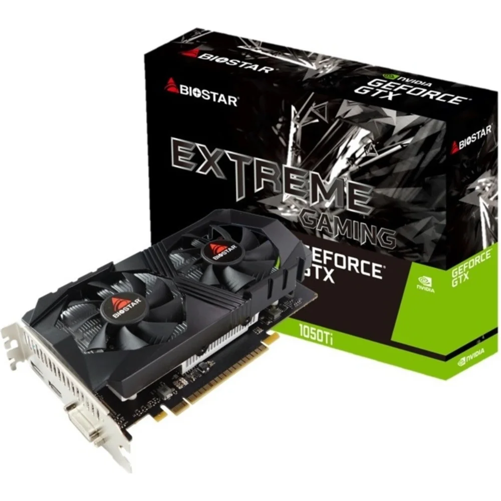 BIOSTAR GeForce GTX1050Ti 4 GB – Grafická karta pred balením s logom Extreme Gaming BIOSTAR GeForce GTX1050Ti 4 GB – Grafická karta pred balením s logom Extreme Gaming