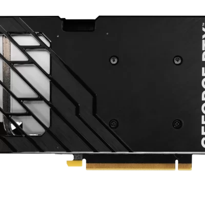 ALT text: Gainward GeForce RTX 4060 Python II 8 GB – Pohľad na zadnú stranu karty s čiernym backplate a logom
