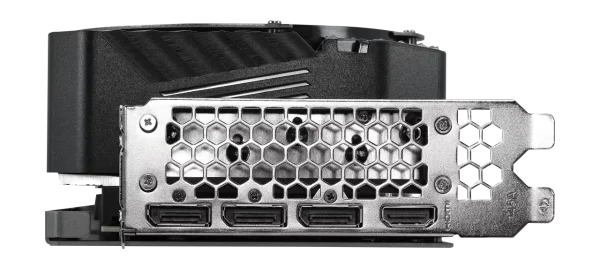 Gainward GeForce RTX 4080 Phoenix GS 16 GB – Zadný panel s portami HDMI a DisplayPort a vetracou mriežkou
