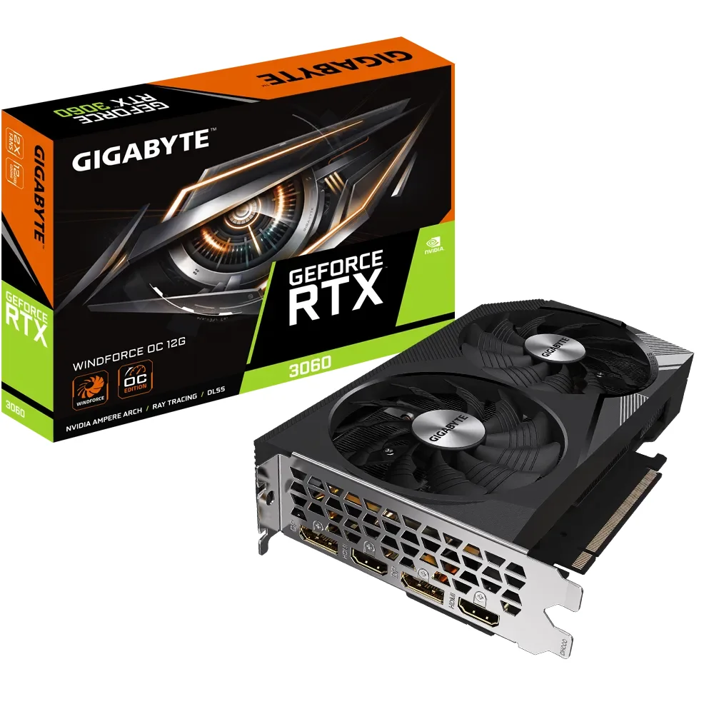 GIGABYTE GeForce RTX 3060 WINDFORCE OC 12G – Balenie grafickej karty s krabicou GIGABYTE GeForce RTX 3060 WINDFORCE OC 12G – Balenie grafickej karty s krabicou
