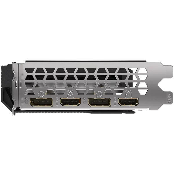 GIGABYTE GeForce RTX 3060 WINDFORCE OC 12G – Zadný panel karty s výstupmi DisplayPort a HDMI