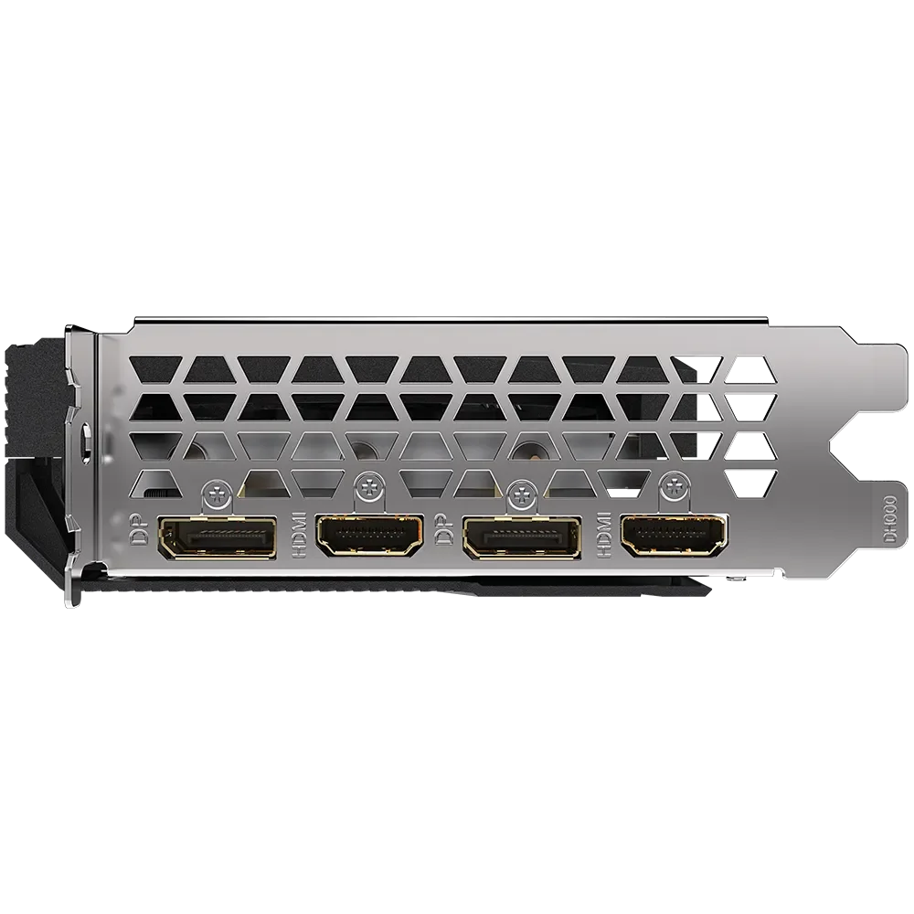 GIGABYTE GeForce RTX 3060 WINDFORCE OC 12G – Zadný panel karty s výstupmi DisplayPort a HDMI GIGABYTE GeForce RTX 3060 WINDFORCE OC 12G – Zadný panel karty s výstupmi DisplayPort a HDMI