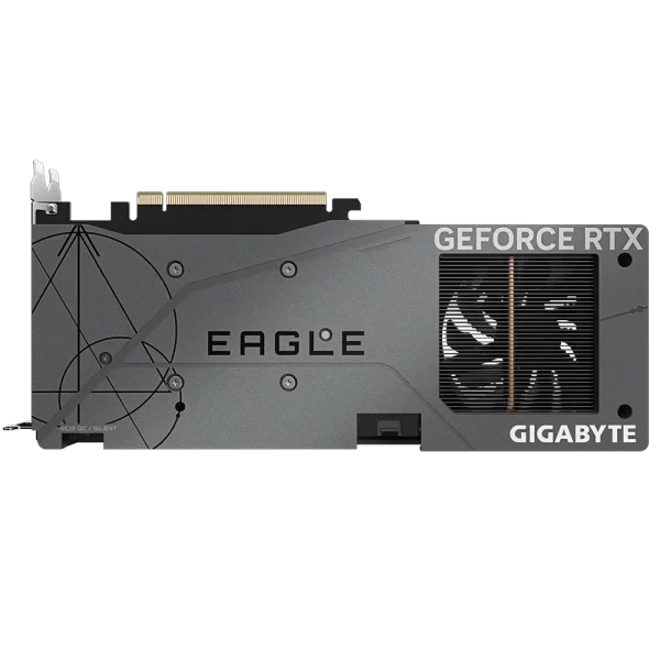 GIGABYTE GeForce RTX 4060 EAGLE OC 8G – Zadný pohľad na backplate s nápisom EAGLE