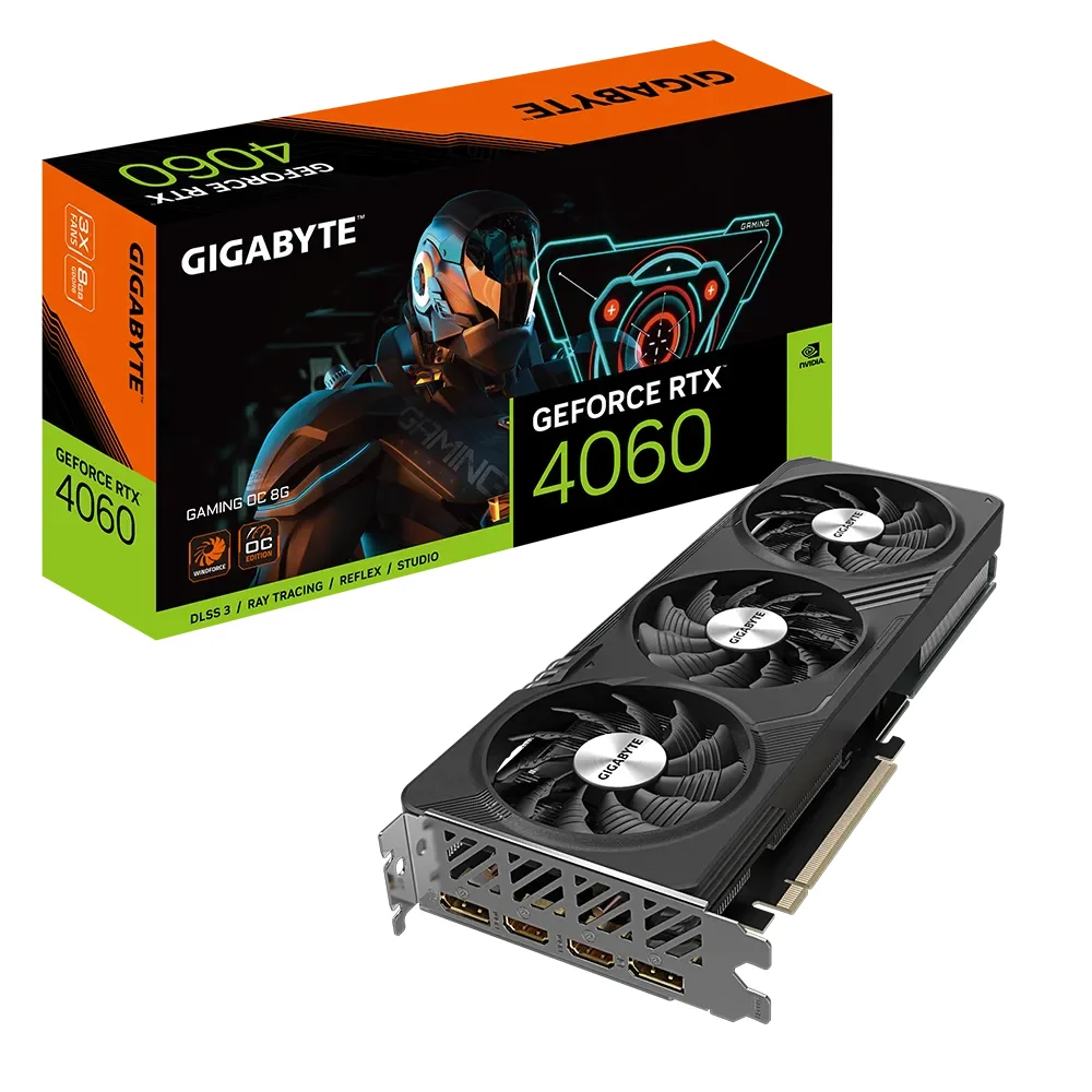 GIGABYTE GeForce RTX 4060 GAMING OC 8G – Grafická karta s balením a krabicou GIGABYTE GeForce RTX 4060 GAMING OC 8G – Grafická karta s balením a krabicou