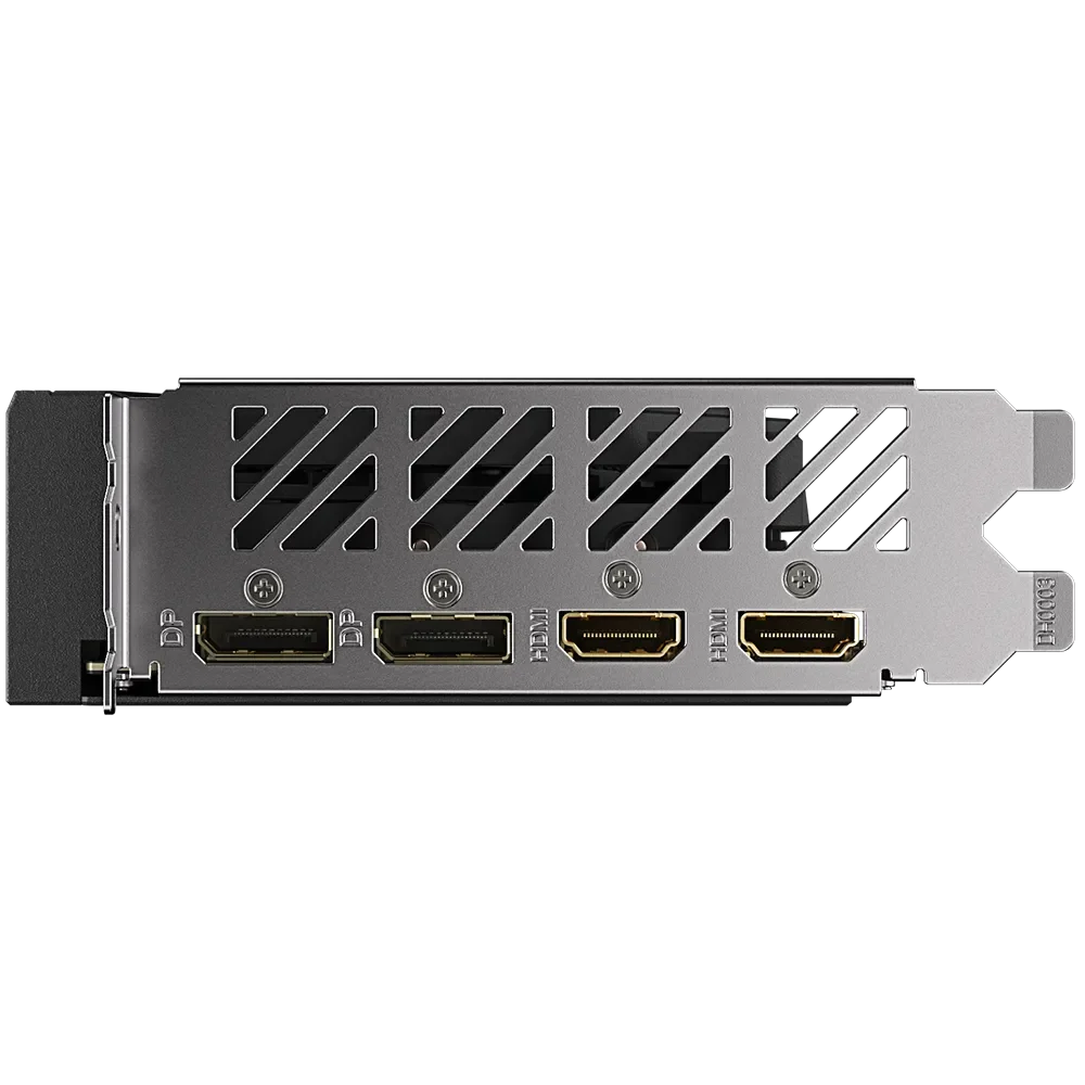 GIGABYTE GeForce RTX 4060 Ti WINDFORCE OC 8G – Zadný panel s výstupmi DisplayPort a HDMI GIGABYTE GeForce RTX 4060 Ti WINDFORCE OC 8G – Zadný panel s výstupmi DisplayPort a HDMI