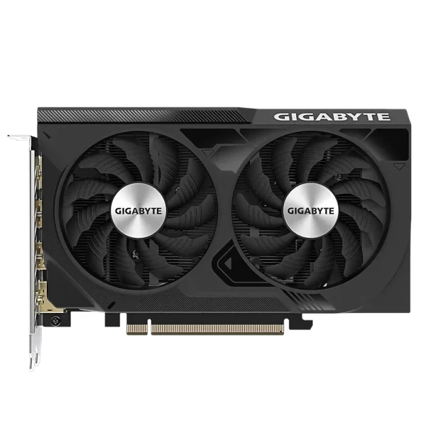 GIGABYTE GeForce RTX 4060 WINDFORCE OC 8G – Predný pohľad na grafickú kartu s dvoma ventilátormi
