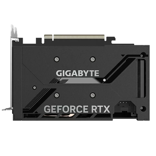 GIGABYTE GeForce RTX 4060 WINDFORCE OC 8G – Zadná strana grafickej karty s logom GIGABYTE a GEFORCE RTX