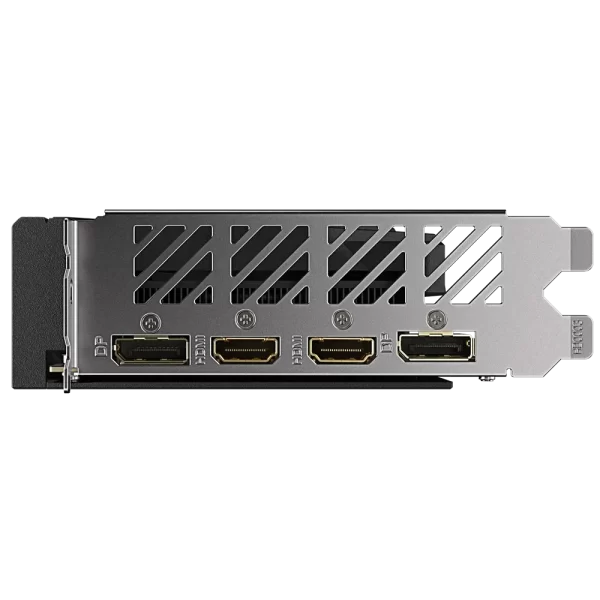 GIGABYTE GeForce RTX 4060 WINDFORCE OC 8G – Zadný panel grafickej karty s výstupmi HDMI a DisplayPort