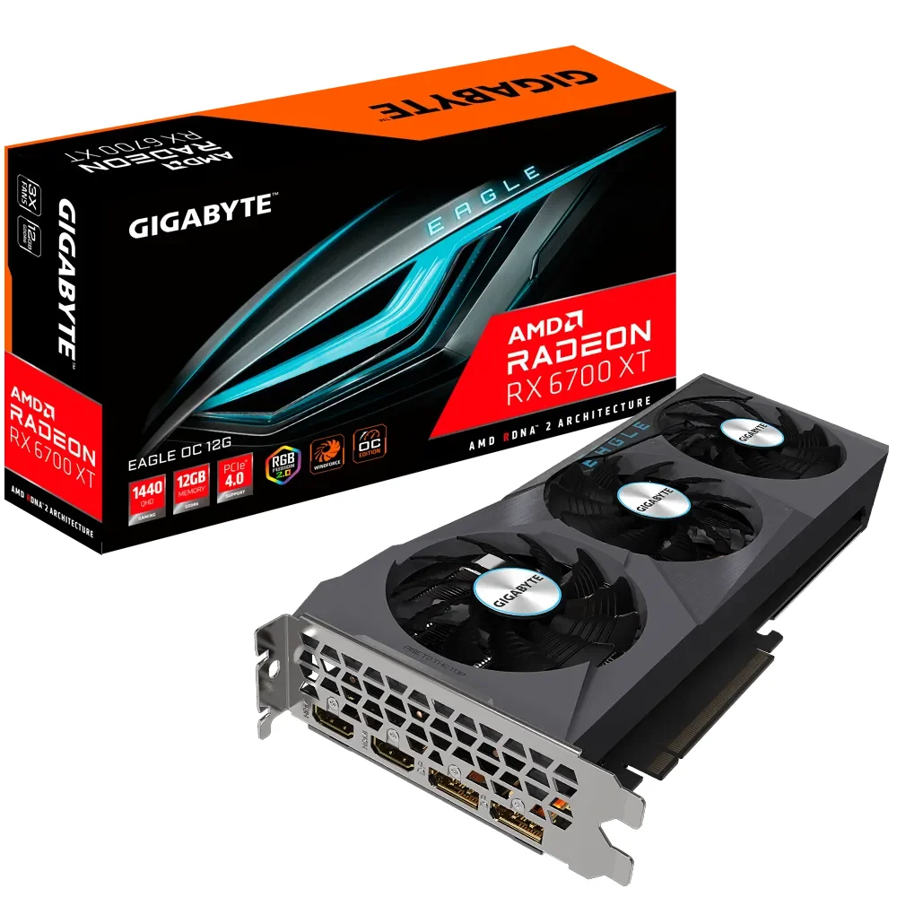 GIGABYTE Radeon RX 6700 XT EAGLE OC 12G – Balenie grafickej karty s krabicou GIGABYTE Radeon RX 6700 XT EAGLE OC 12G – Balenie grafickej karty s krabicou