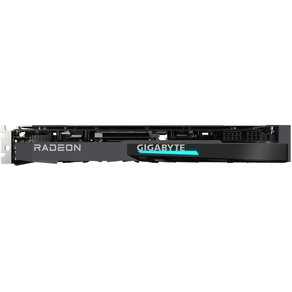 GIGABYTE Radeon RX 6700 XT EAGLE OC 12G – Bočný pohľad na kartu s logom Eagle GIGABYTE Radeon RX 6700 XT EAGLE OC 12G – Bočný pohľad na kartu s logom Eagle