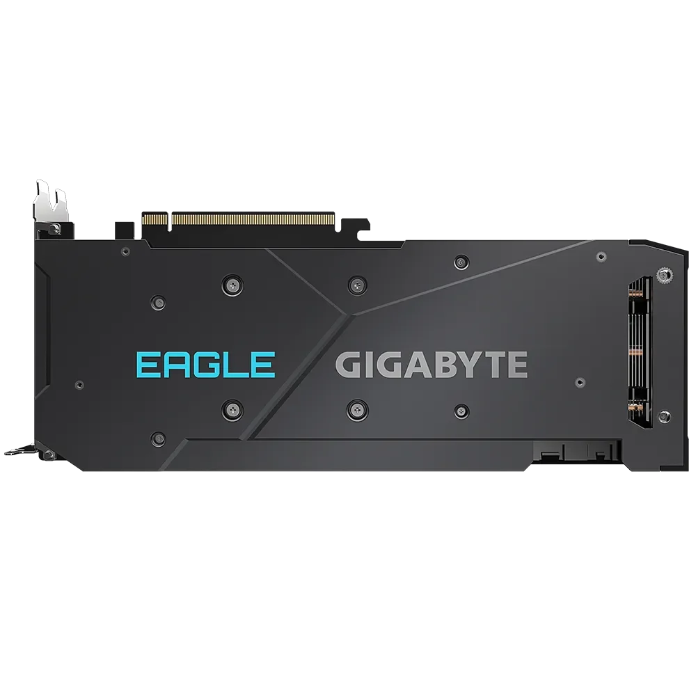 GIGABYTE Radeon RX 6700 XT EAGLE OC 12G – Zadná strana karty s backplate GIGABYTE Radeon RX 6700 XT EAGLE OC 12G – Zadná strana karty s backplate
