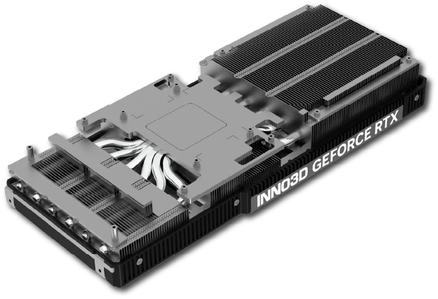 INNO3D GeForce RTX 5070 TWIN X2 OC 12 GB – Detail zadnej strany grafickej karty INNO3D GeForce RTX 5070 TWIN X2 OC 12 GB – Detail zadnej strany grafickej karty