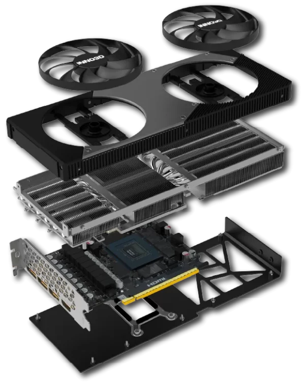 INNO3D GeForce RTX 5070 TWIN X2 OC 12 GB – Rozobrana grafická karta na jednotlivé komponenty