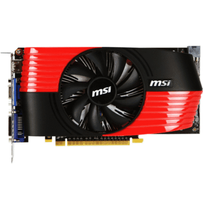MSI GeForce GTS 450 1 GB – Pohľad na kartu s ventilátorom zvrchu
