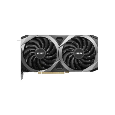 MSI GeForce RTX 3060 Ti VENTUS 2X OC 8 GB – Predný pohľad na dvojventilátorový chladič grafickej karty