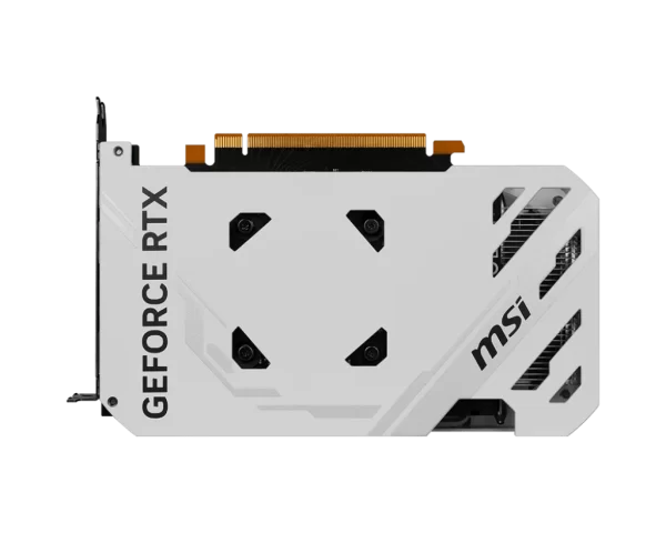 MSI GeForce RTX 4060 VENTUS 2X WHITE 8G OC – Zadná strana grafickej karty s bielym krytom