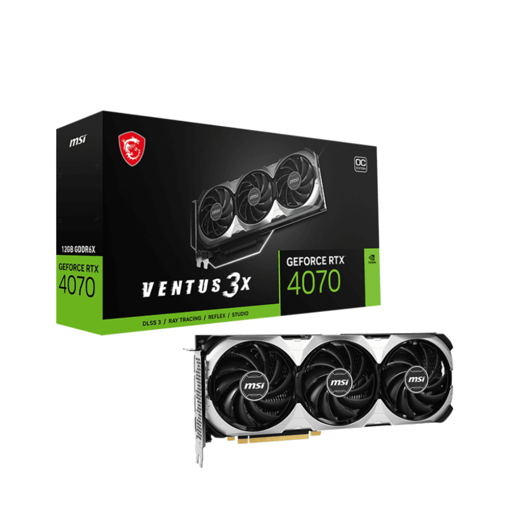msi-geforce-rtx-4070-ventus-3x-12g-oc-produktove-balenie MSI GeForce RTX 4070 VENTUS 3X 12G OC – Produktové balenie s krabicou a grafickou kartou MSI RTX 4070