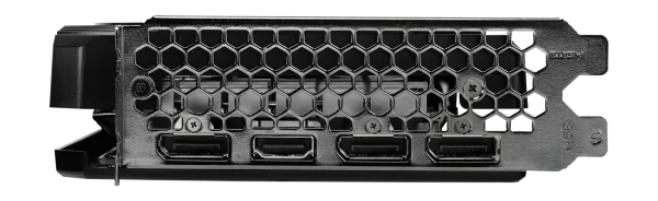 Palit GeForce RTX 4060 Infinity 2 8 GB – Zadný panel grafickej karty s výstupmi DisplayPort a HDMI