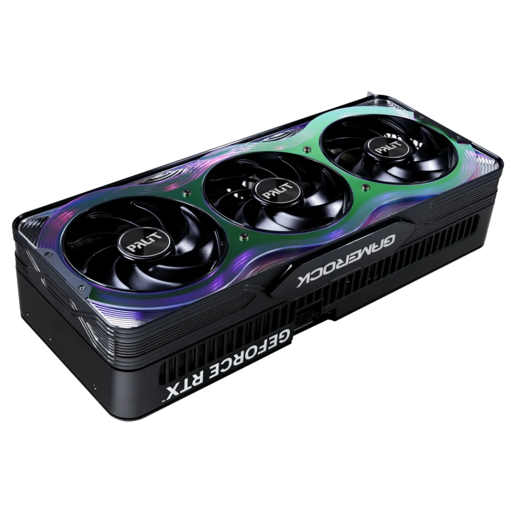 Palit GeForce RTX 5090 GameRock OC 32 GB – RGB osvetlenie a trojitý ventilátor zhora Palit GeForce RTX 5090 GameRock OC 32 GB – RGB osvetlenie a trojitý ventilátor zhora