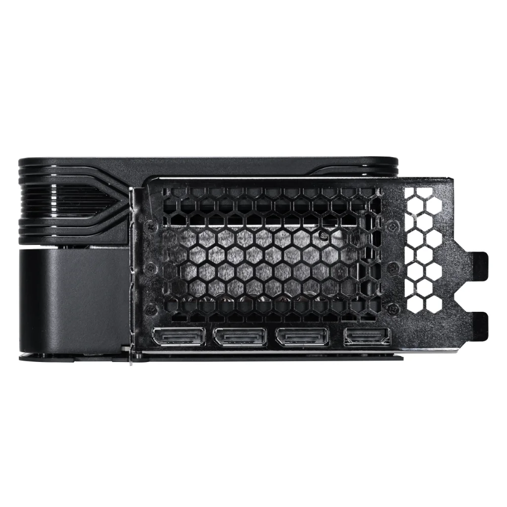 Palit GeForce RTX 5090 GameRock OC 32 GB – Výstupné porty s kovovým krytom Palit GeForce RTX 5090 GameRock OC 32 GB – Výstupné porty s kovovým krytom