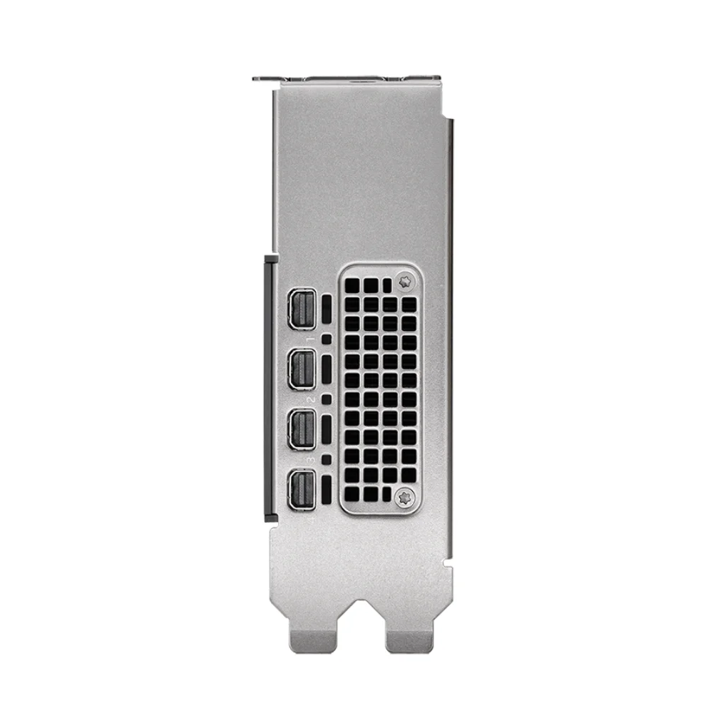 PNY NVIDIA RTX 2000 Ada Generation 16 GB – Zobrazenie konektorového panelu so štyrmi mini DisplayPortmi PNY NVIDIA RTX 2000 Ada Generation 16 GB – Zobrazenie konektorového panelu so štyrmi mini DisplayPortmi