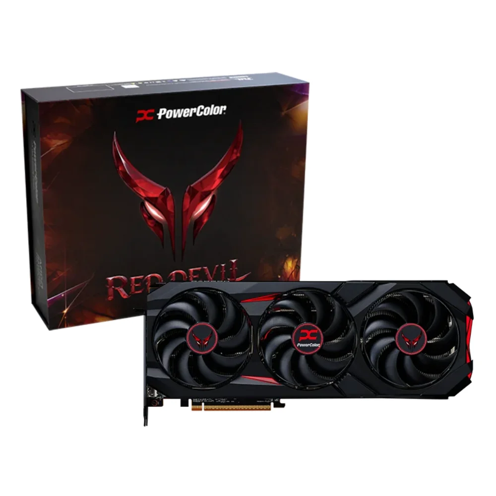 PowerColor Red Devil AMD Radeon RX 9070 16GB GDDR6 – Grafická karta a balenie s logom Red Devil PowerColor Red Devil AMD Radeon RX 9070 16GB GDDR6 – Grafická karta a balenie s logom Red Devil