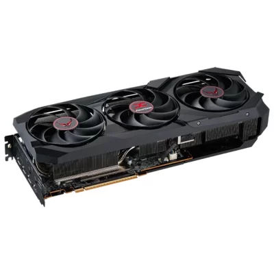 PowerColor Red Devil AMD Radeon RX 9070 16GB GDDR6 – Pohľad zboku na chladič a ventilátory