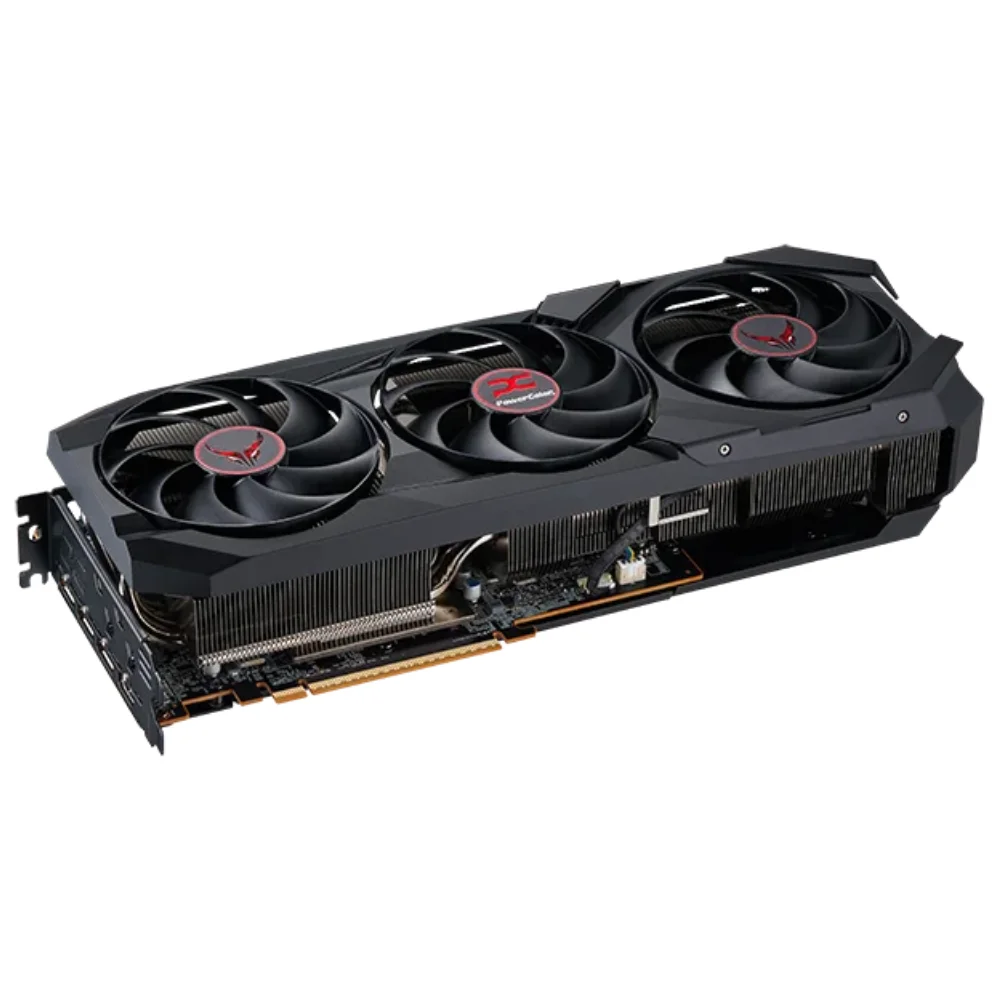 PowerColor Red Devil AMD Radeon RX 9070 16GB GDDR6 – Pohľad zboku na chladič a ventilátory PowerColor Red Devil AMD Radeon RX 9070 16GB GDDR6 – Pohľad zboku na chladič a ventilátory