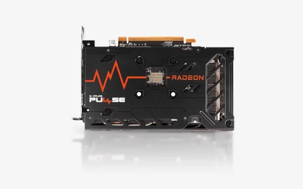 SAPPHIRE PULSE AMD Radeon RX 6500 XT 4GB – Zadná strana grafickej karty s dizajnom a logom Pulse
