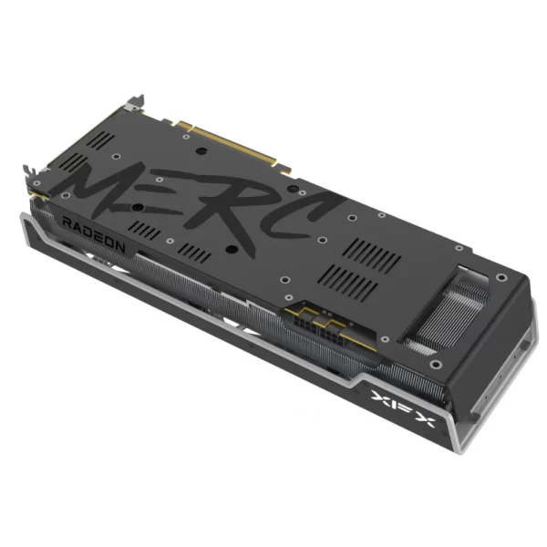 XFX SPEEDSTER MERC 310 AMD Radeon RX 7900 XT 20 GB – Zadná časť grafickej karty s logom a chrbtovým krytom