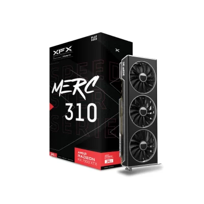 XFX SPEEDSTER MERC 310 AMD Radeon RX 7900 XTX Black Edition 24 GB – Grafická karta s tromi ventilátormi a krabicou produktu