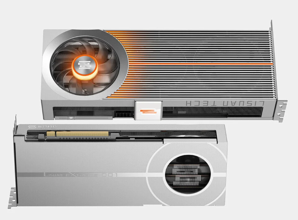 Lisuan Tech 7G106 – front and back view of the graphics card