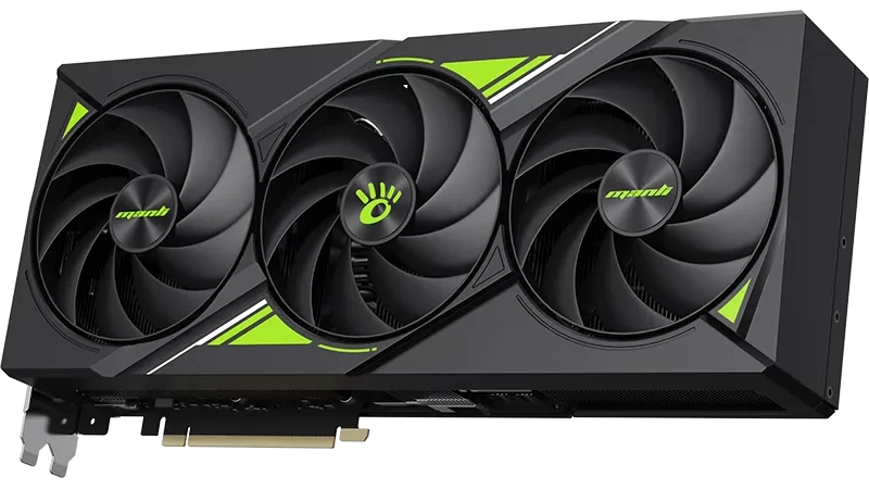 Manli GeForce RTX 5090 Nebula – angled view of the card’s sleek design
