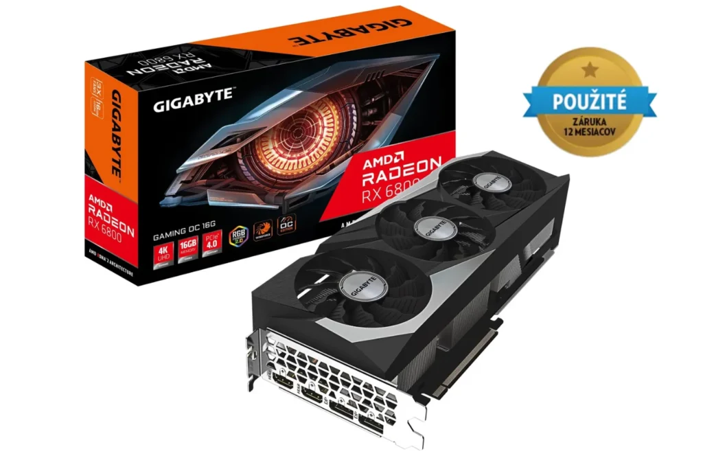 Repasovaná grafická karta  GIGABYTE Radeon RX 6800 GAMING OC 16G spolu s krabicou