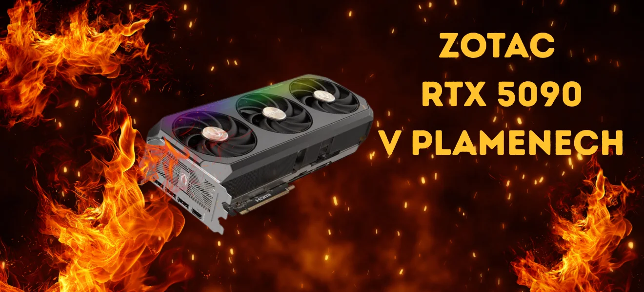 ZOTAC RTX 5090 Karta v plamenech - ilustrační obrázek